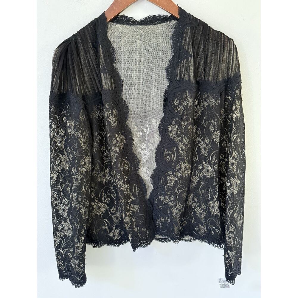 Womens Lace Boutique Shrug Black Open Front Bolero Jacket Cocktail Formal New